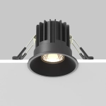 Czarna wklęsła okrągła lampa podtynkowa Maytoni DL058-7W3K-B Round LED 7W 3000K 6cm