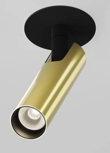 Lampa podtynkowa mosiężna tuba na czarnej podstawie Maytoni C141RS-L125-6W3K-BBS Focus LED 6W 3000K CRI90 36stopni