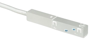 Biała końcówka do doprowadzenia zasilania do wąskich szynoprzewodów magnetycznych Oxyled Miniline 706862 7,5cm + kabel