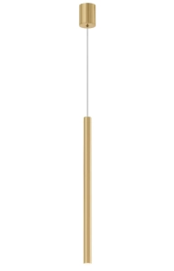 Złota połyskująca lampa wisząca łazienkowa smukły walec 2,5cm x 48 cm Yaskr PL0123-GD Elin LED 3W 3000K IP44