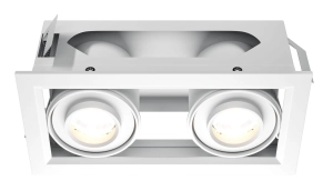 Biała prostokątna lampa podtynkowa z dwoma regulowanymi reflektorami Maytoni DL093-02-10W3K-W Modern LED 20W 3000K 19,4cm