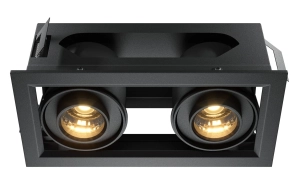 Czarna prostokątna lampa podtynkowa z dwoma regulowanymi reflektorami Maytoni DL093-02-10W3K-B Modern LED 20W 3000K 19,4cm