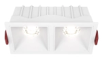 Biała podwójna prostokątna lampa podtynkowa z ramką Maytoni DL043-02-10W4K-SQ-W Alfa LED 20W 4000K CRI90 36stopni 12,6cm