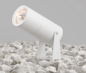 Biały zewnętrzny reflektor wbijany w ziemię Maytoni O050FL-L5W3K Bren LED 5W 3000K IP65