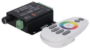 Sterownik muzyczny z pilotem do zmiany barwy światła taśmy LED RGB pod wpływem dźwięku Music Touch RF PR-RGB-216M-T-W