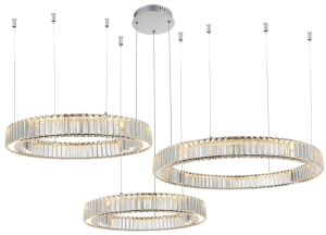 Lampa wisząca kryształowa trzy okręgi chrom Azzardo AZ5795 Spark Pendant 40+60+80 Dimm LED 144W 3000K