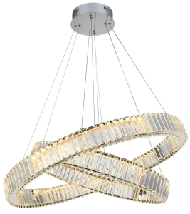 Lampa wisząca kryształowa dwa okręgi chrom Azzardo AZ5793 Spark Pendant 60+80 Dimm LED 120W 3000K
