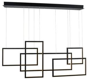 Czarna podłużna wąska lampa geometryczna wisząca prostokąty Azzardo AZ2850 Quadratus LED 105W 3000K 120cm