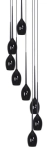Lampa wisząca z czarnymi smukłymi kloszami na długich linkach Azzardo AZ0159 Izza 8xE14 51cm x 280cm