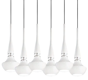 Lampa wisząca smukłe białe klosze na prostokątnej rozecie nad stół lub blat Azzardo AZ1883 Tasos 6xE14 85cm