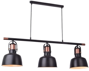 Czarno miedziana lampa wisząca z ruchomymi kloszami na listwie Azzardo AZ2144 Darling 3xE27 110cm