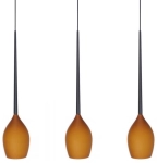 Czarna lampa wisząca z smukłymi bursztynowymi kloszami na listwie nad stół Azzardo AZ2322 Izza 3xE14 78cm