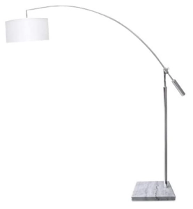 Duża chromowana pochyła lampa podłogowa z białym abażurem Azzardo AZ0005 Bianca E27 180cm