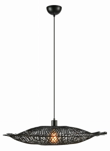 Czarna lampa wisząca z szerokim bambusowym abażurem MarkSlojd 108671 Kumo E27 75cm