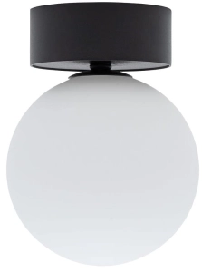 Lampa sufitowa biała szklana kula na czarnej rozecie Nowodvorski 10302 Kier S G9 12cm x 15,5cm