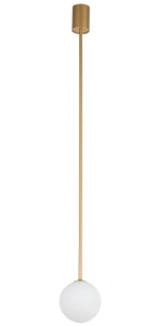 Lampa wisząca złota rurka i biała szklana kula Nowodvorski 10306 Kier M G9 12cm x 95cm