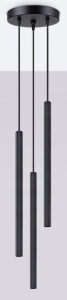 Czarna lampa wisząca trzy smukłe walce Sollux Lighting SL.1341 Arche 3xG9