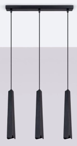 Czarna lampa wisząca listwa 45cm z trzema tubularnymi kloszami nad stół Sollux Lighting SL.1402 Prysm 3xG9