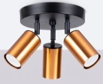 Lampa trzy miedziane reflektory na okrągłej podstawie Sollux Lighting SL.1377 Winx 3xGU10 19,5cm