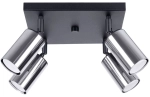 Plafon na cztery chromowane reflektory na czarnej kwadratowej podstawie Sollux Lighting SL.1370 Winx 4xGU10 25cm