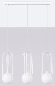Lampa wisząca z trzema białymi kulami na listwie 50cm Sollux Lighting SL.1333 Brina 3xG9