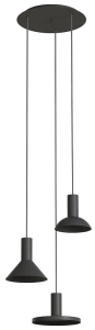 Czarna lampa wisząca z trzema kloszami Nowodvorski 10905 Hermanos III Black 3xGU10 40cm x 130cm