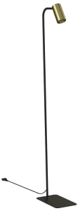 Lampa czarna podłogowa z mosiężnym reflektorem z włącznikiem do salonu Nowodvorski 7711 Mono GU10 130cm