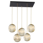 Lampa sufitowa szklane ryflowane kule na czarnej tarczy Argon 2189 Paloma 5xE27