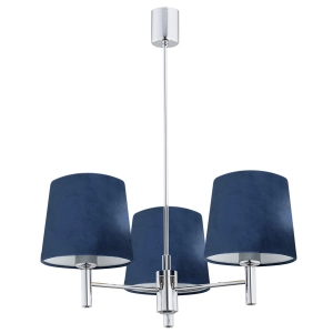 Chromowany żyrandol z welurowymi granatowymi abażurami Argon 1381 Bolzano 3xE27 47,5cm