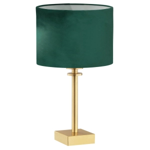 Złota lampa stołowa z zielonym abażurem z weluru Argon 8106 Abbano E27 380cm