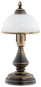 Klasyczna lampa stołowa spód patyna klosz alabaster Lemir O3168 L1 PAT Hermes E27 40cm