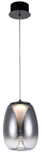 Lampa wisząca z kloszem szklanym czarny chrom/dymione szkło Azzardo AZ5824 Pamela 20 LED 8W 3000K