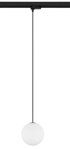 Lampa wisząca biała kula 16cm na czarny szynoprzewód 3-fazowy Nowodvorski 11295 Snowball G9