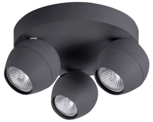 Szara lampa sufitowa punktowa z trzema okrągłymi reflektorami Azzardo AZ1255 Pera 3xGU10
