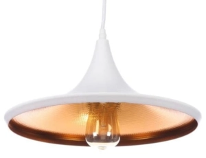 Biało złota lampa wisząca klosz stożek z spłaszczoną podstawą Azzardo AZ1342 Chink E27 36cm