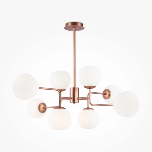 Lampa Sufitowa Szklane Klosze Kule Maytoni MOD221-PL-08-G Erich 8xE14 96x57x59cm miedziany