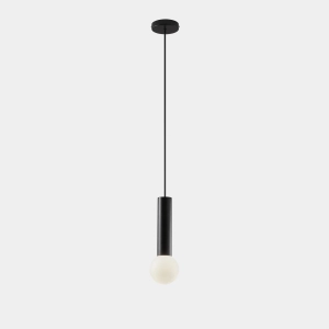 Czarna lampa wisząca walec z szklanym kloszem kulą Leds C4 00-8337-05-F9 Mist E14 10cm