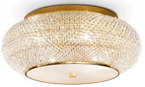 Nowoczesny plafon żyrandol sufitowy okrągły z kryształkami i piaskowanym szkłem Ideal Lux 100791 Pasha' pl10 10xE14 55cm