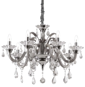 Szary żyrandol lampa wiszaca z dekoracyjnymi kryształkami Ideal Lux 081519 Colossal sp8 8xE14