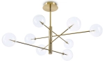 Lampa wisząca rama antyczny mosiądz szklane kule przezroczyste Ideal Lux 275215 Equinoxe sp8 8xG4
