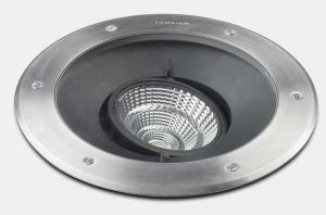 Szara regulowana okrągła lampa gruntowa najazdowa Leds C4 55-9972-CA-CL LED 35W 3000K 18stopni IP65 30cm