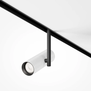 Biała lampa tuba na czarnej nóżce na szynoprzewód magnetyczny Exility Maytoni TR005-4-12W-DS-BW Elti LED 12W 2700-6000K 36stopni Ściemnialna Bluetooth D5,2cm