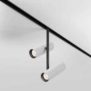 Dwa białe reflektory na czarnej nóżce na szynoprzewód magnetyczny Exility Maytoni TR005-2-2X12W3K-BW Elti Duo LED 24W 3000K 36stopni