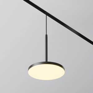 Czarna okrągła lampa wisząca z mlecznym kloszem na szynoprzewód magnetyczny Exility Maytoni TR123-2-15W3K-B Plato LED 15W 3000K 120stopni