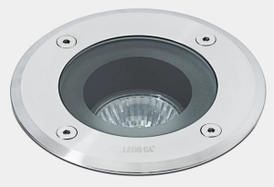 Szara okrągła zewnętrzna lampa gruntowa najazdowa Leds C4 55-9280-CA-37 Gea GU10 IP65 13cm
