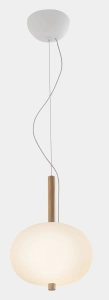 Lampa wisząca z szklanym kloszem i elementami drewna Grok Lighting 00-6454-93-F9 Ilargi LED 11W 2700K CRI92 24cm Dali