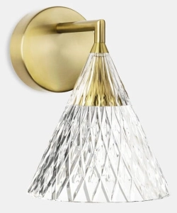 Złoty kinkiet z szklanym dekoracyjnym kloszem stożkiem Leds C4 05-7588-DO-DO Veneto LED 8,3W 2700K