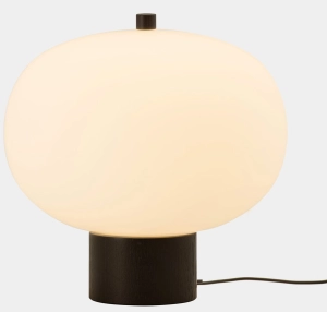 Dotykowa i ściemnialna drewniana lampa stołowa z szklanym kloszem Grok Lighting 10-6011-92-F9 Ilargi LED 16,4W 2700K 31cm