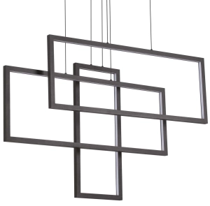 Czarna lampa wisząca trzy prostokąty Ideal Lux 269382 Frame sp rettangolo LED 93W 3000K