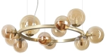 Lampa wisząca mosiężna obręcz z bursztynowymi kloszami ze szkła Ideal Lux 322773 Perlage sp11 11xG9